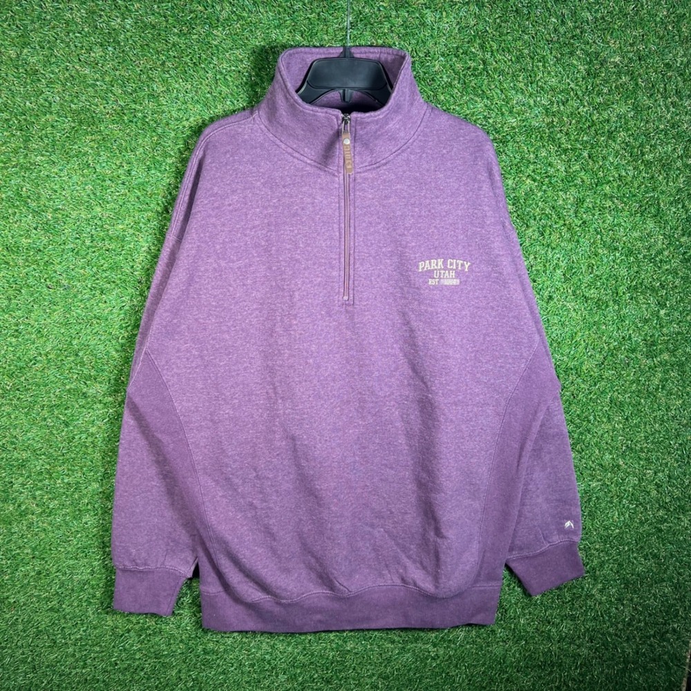 Outfitter Trading Co Park City Utah Quarter Zip Fleece Sweatshirt Purple XL‎